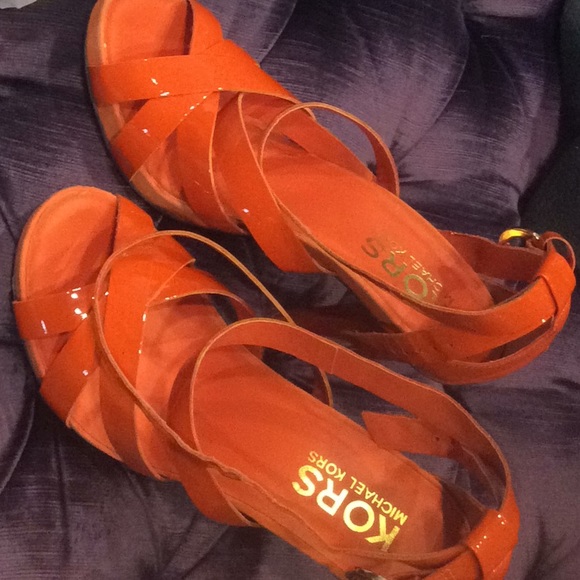 KORS Michael Kors orange strappy sandals - Picture 1 of 8